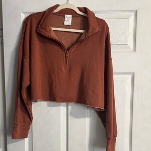 Warm Copper Half-Zip Offline by Aerie Cropped Sweatshirt